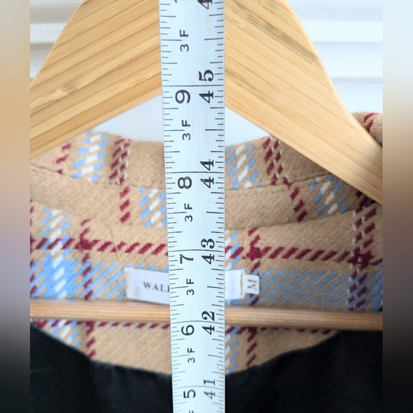 Walk In Dark Plaid COTTON Blend Long Oversized Coat Double Breasted Size M - Picture 7 of 7